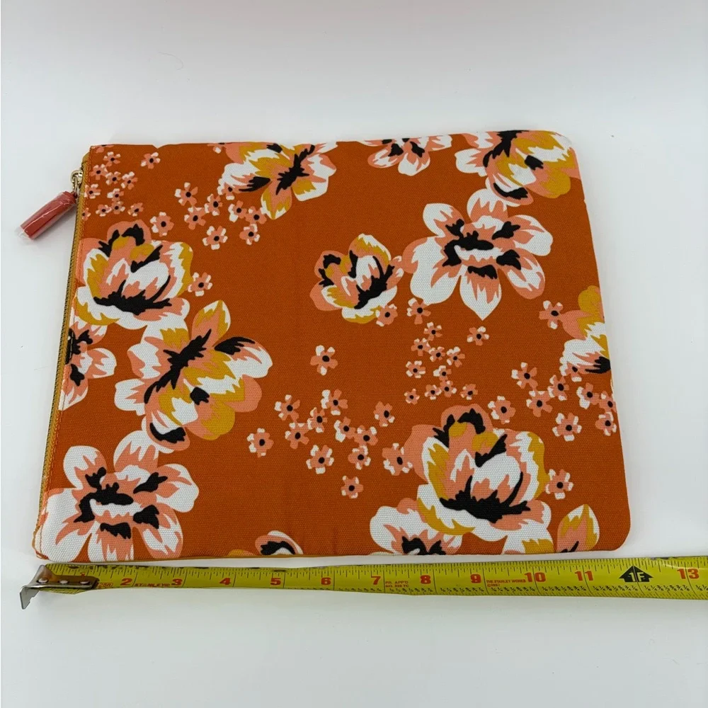 Rachel Pally Reversible Clutch Bag Purse Tropical Floral Orange & White Zip NWOT